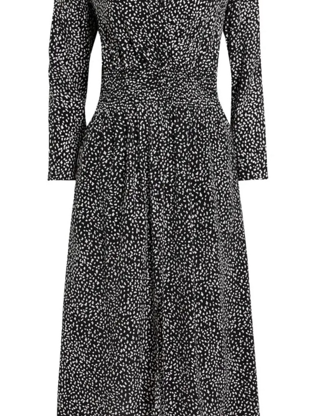 Maje Rosila Black and White Printed Long Sleeve Midi Dress